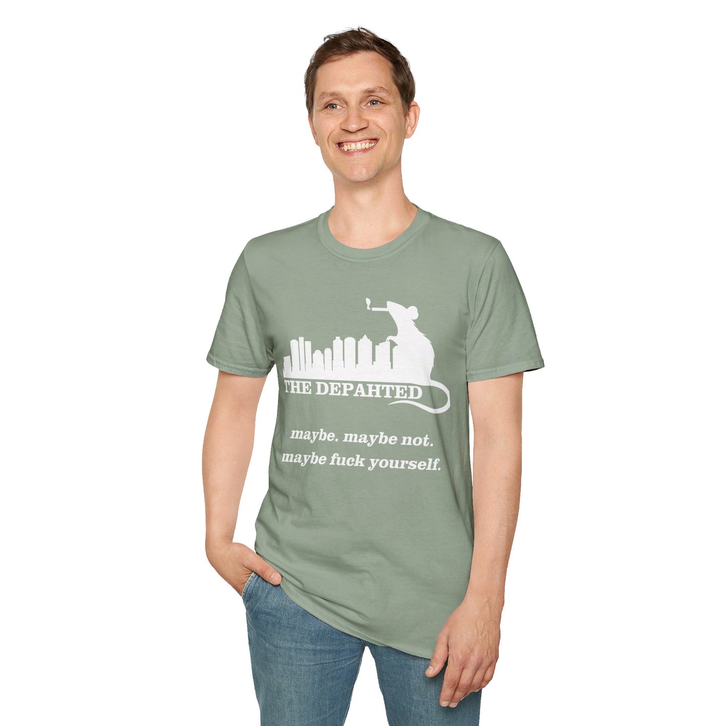 The Depahted T-Shirt – Smoking Rat Graphic Tee with Bold Quote