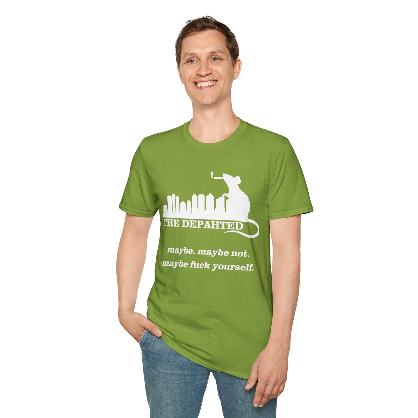 The Depahted T-Shirt – Smoking Rat Graphic Tee with Bold Quote