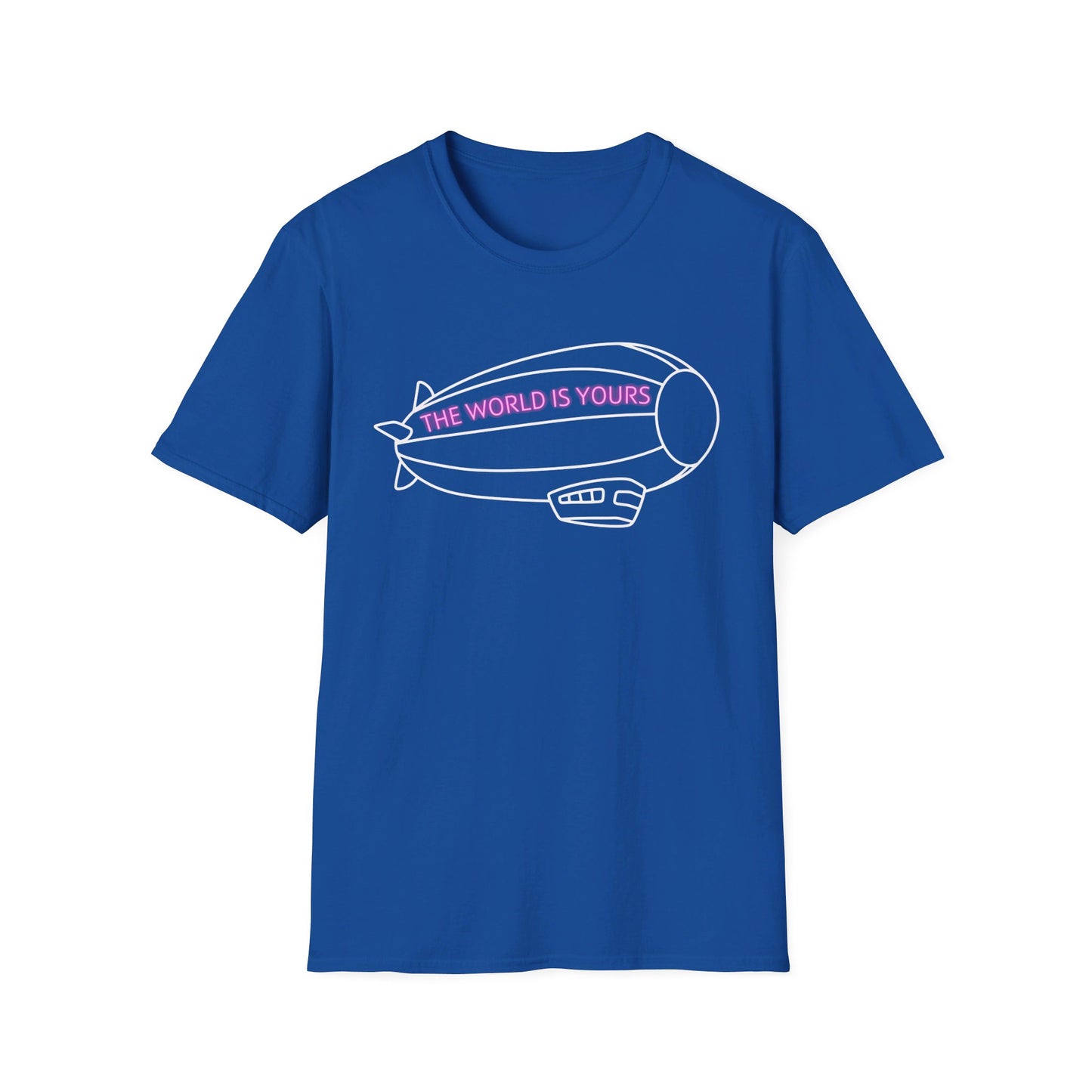 The World Is Yours T-Shirt – Blimp Graphic with Neon Text