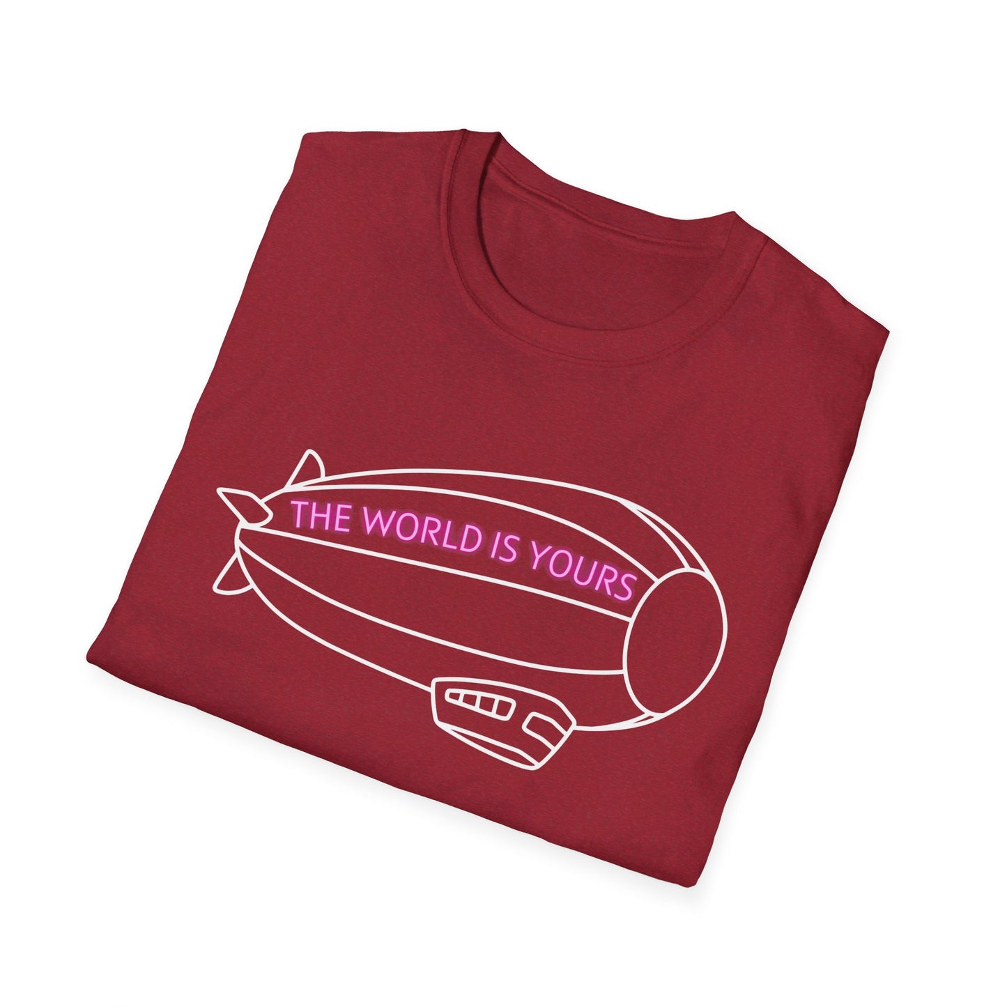 The World Is Yours T-Shirt – Blimp Graphic with Neon Text