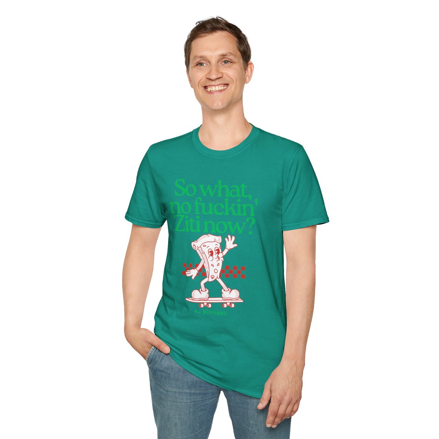 No Ziti Now? Funny Mob Culture Pizza Graphic T-Shirt
