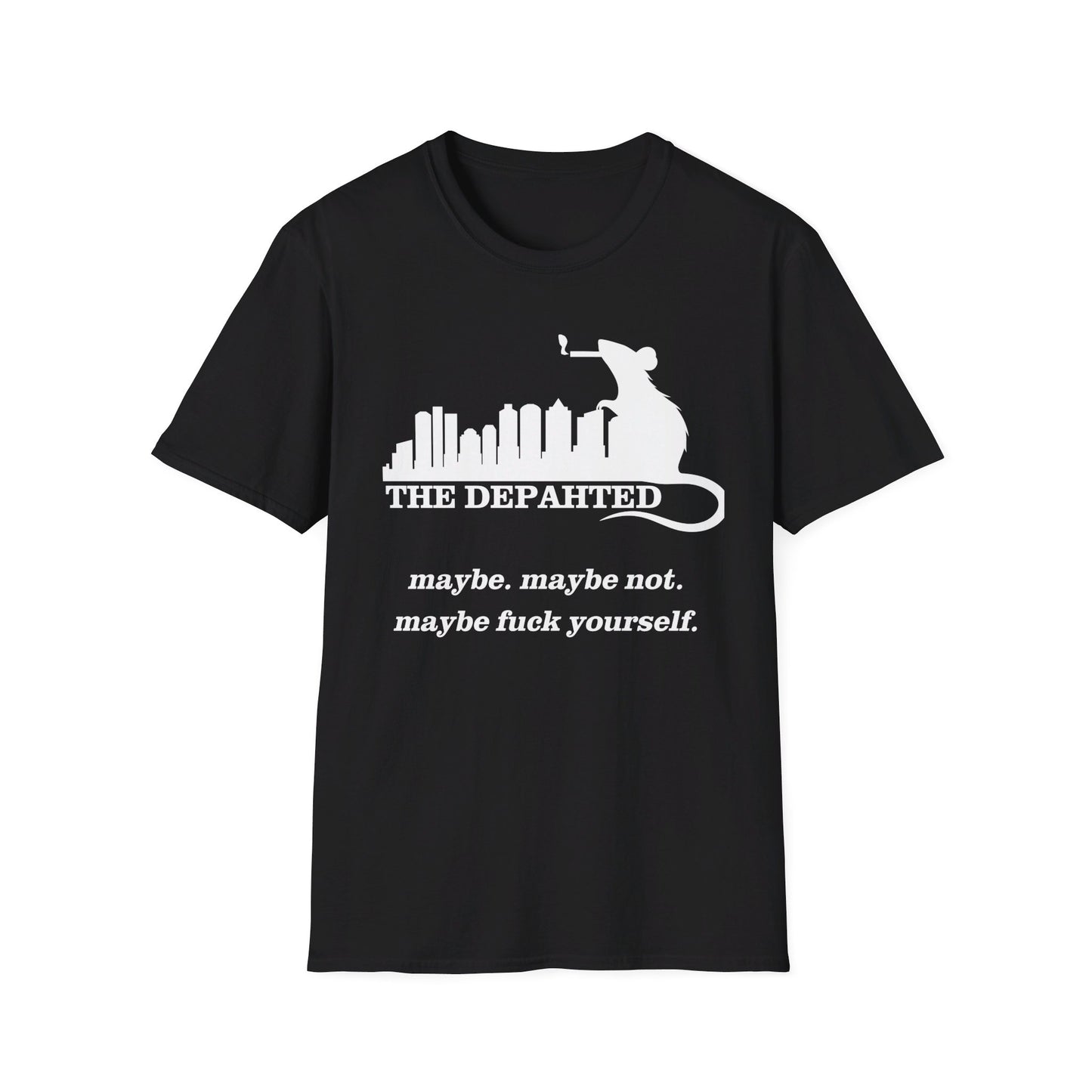 The Depahted T-Shirt – Smoking Rat Graphic Tee with Bold Quote
