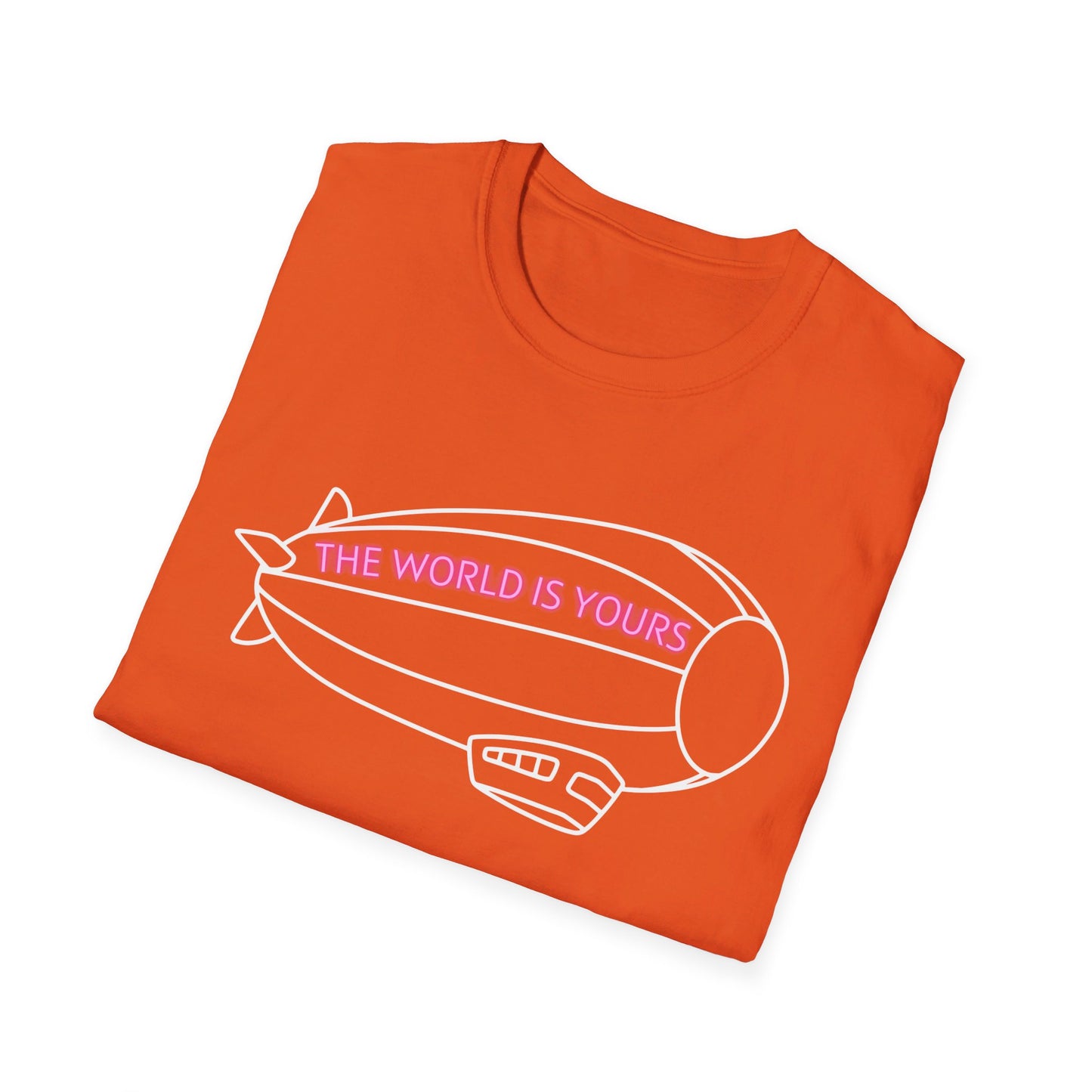 The World Is Yours T-Shirt – Blimp Graphic with Neon Text
