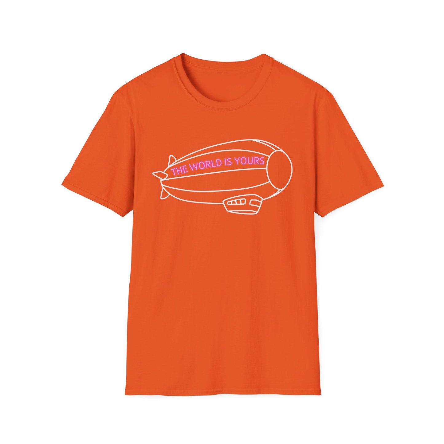 The World Is Yours T-Shirt – Blimp Graphic with Neon Text