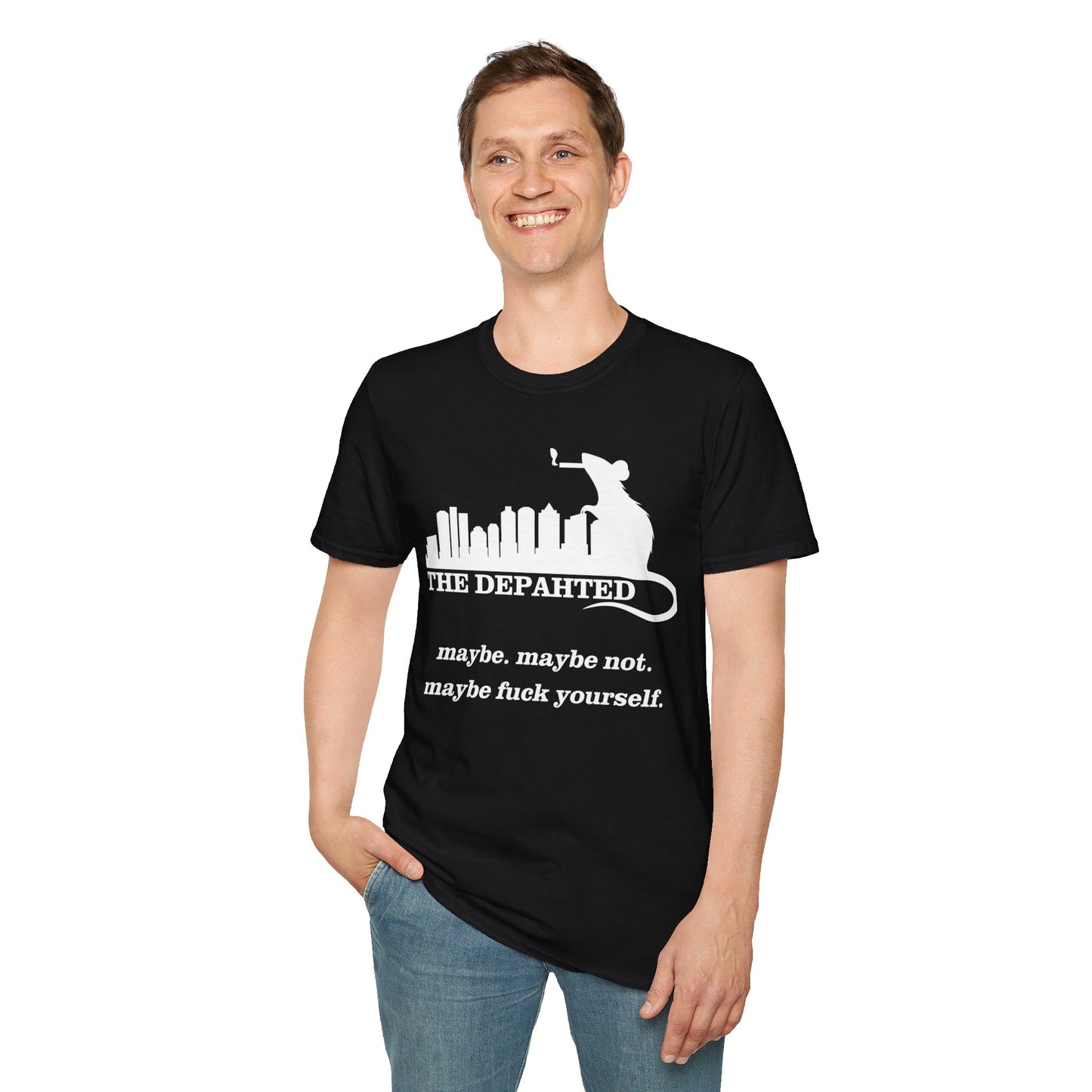The Depahted T-Shirt – Smoking Rat Graphic Tee with Bold Quote