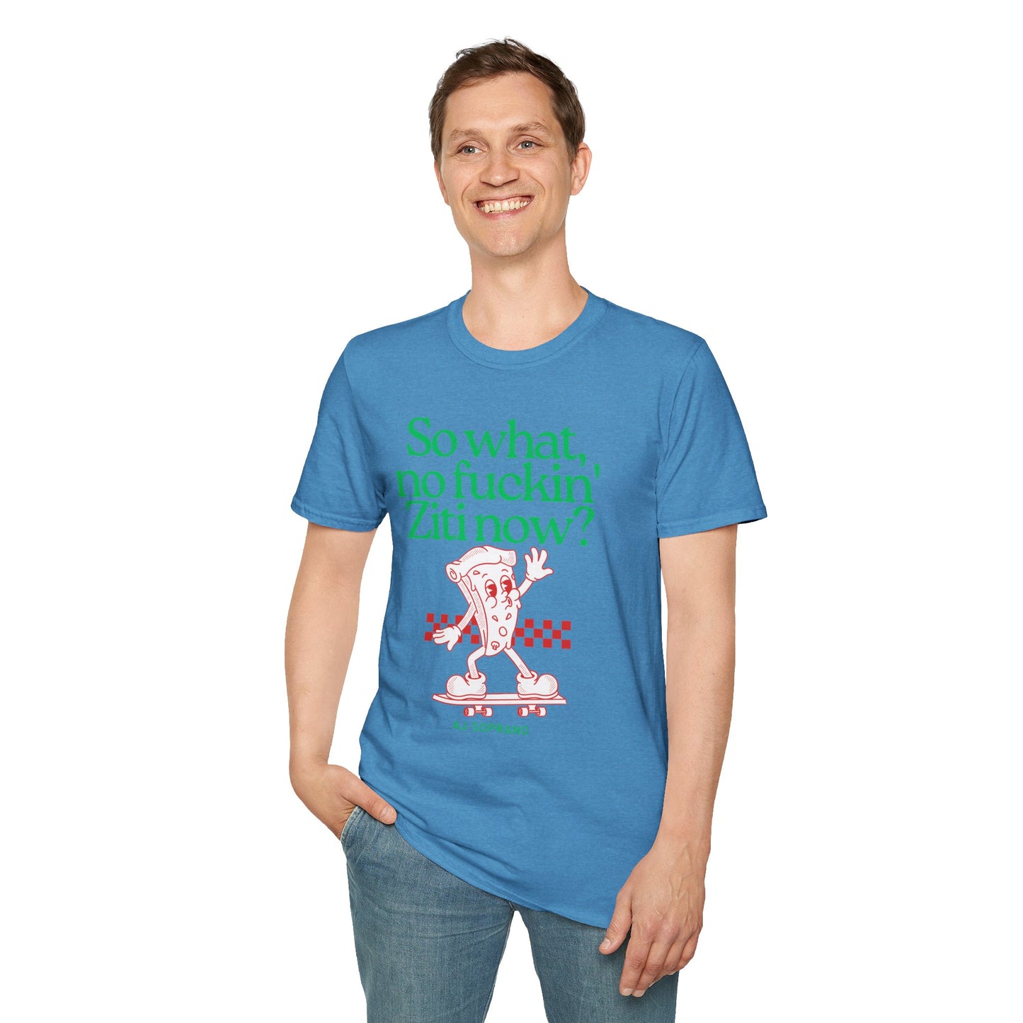 No Ziti Now? Funny Mob Culture Pizza Graphic T-Shirt