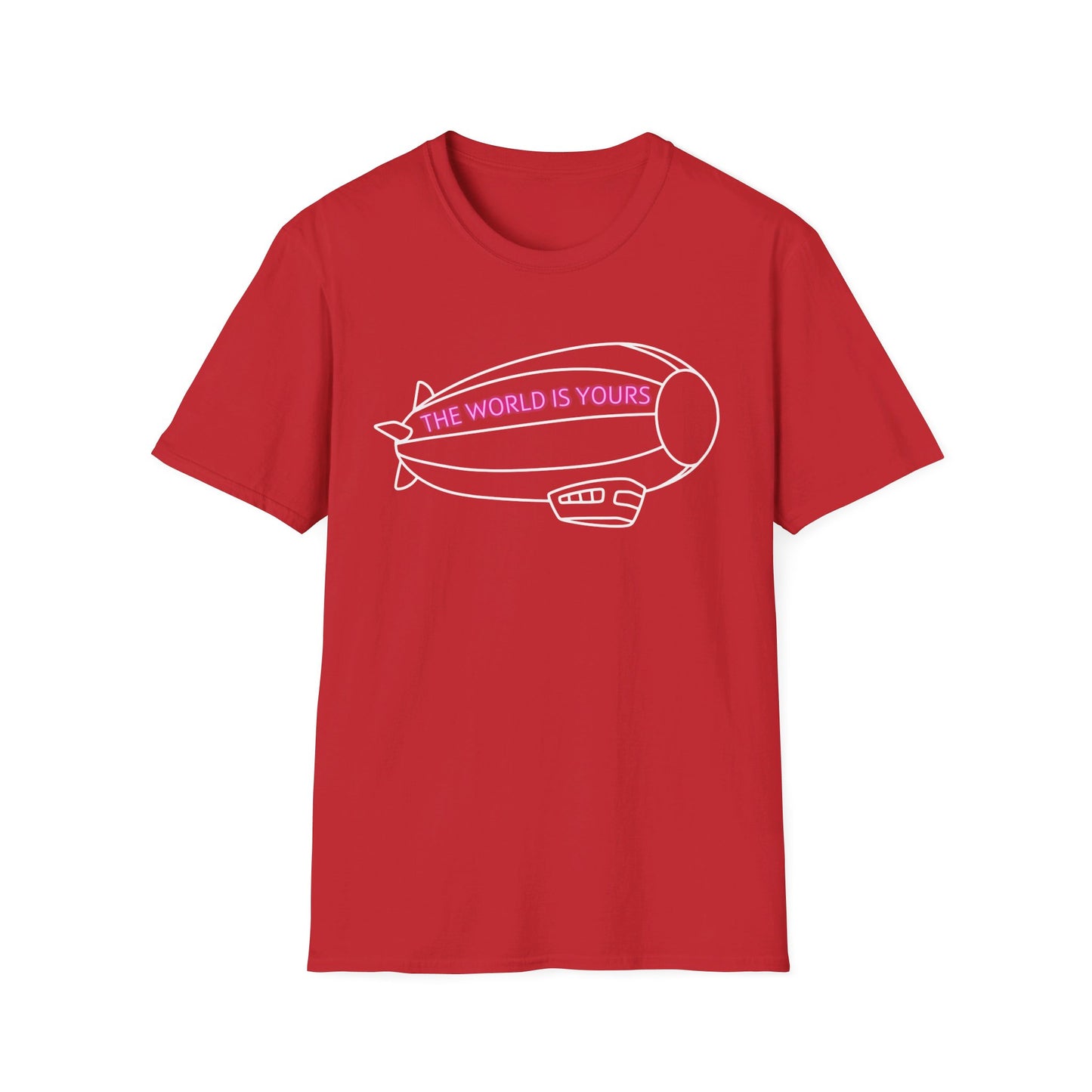 The World Is Yours T-Shirt – Blimp Graphic with Neon Text