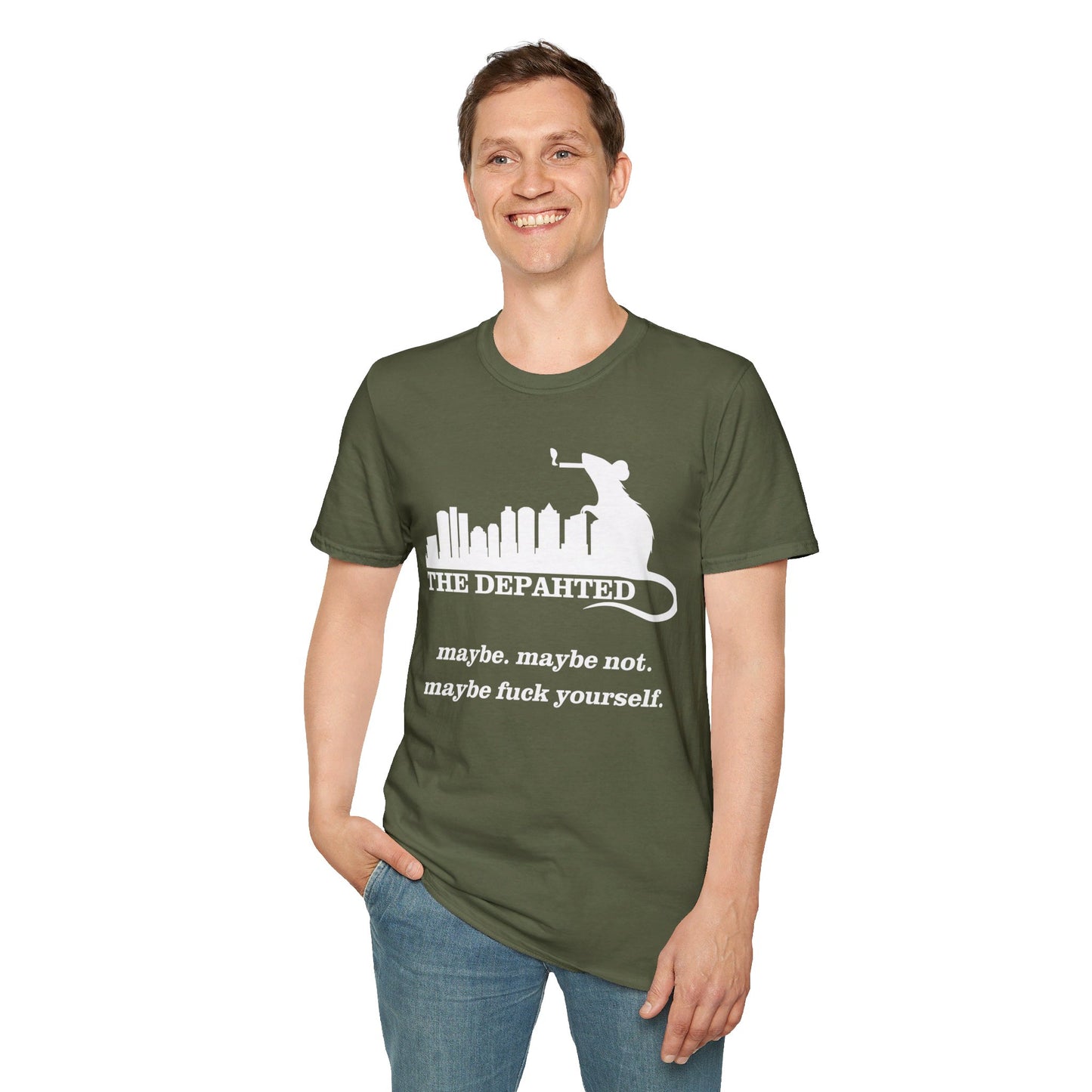 The Depahted T-Shirt – Smoking Rat Graphic Tee with Bold Quote