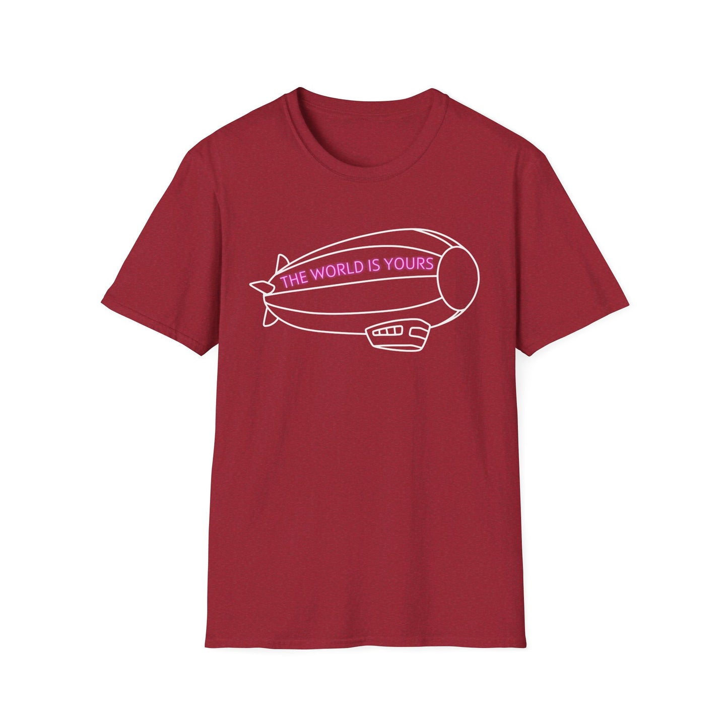 The World Is Yours T-Shirt – Blimp Graphic with Neon Text