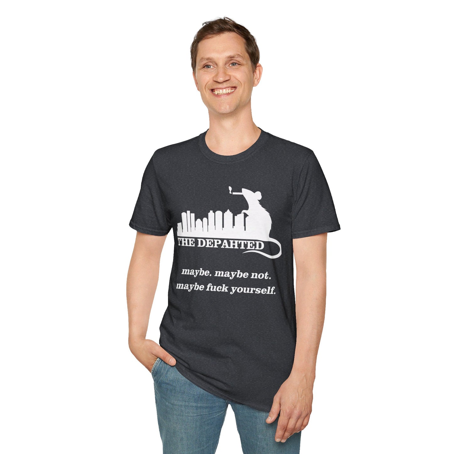 The Depahted T-Shirt – Smoking Rat Graphic Tee with Bold Quote