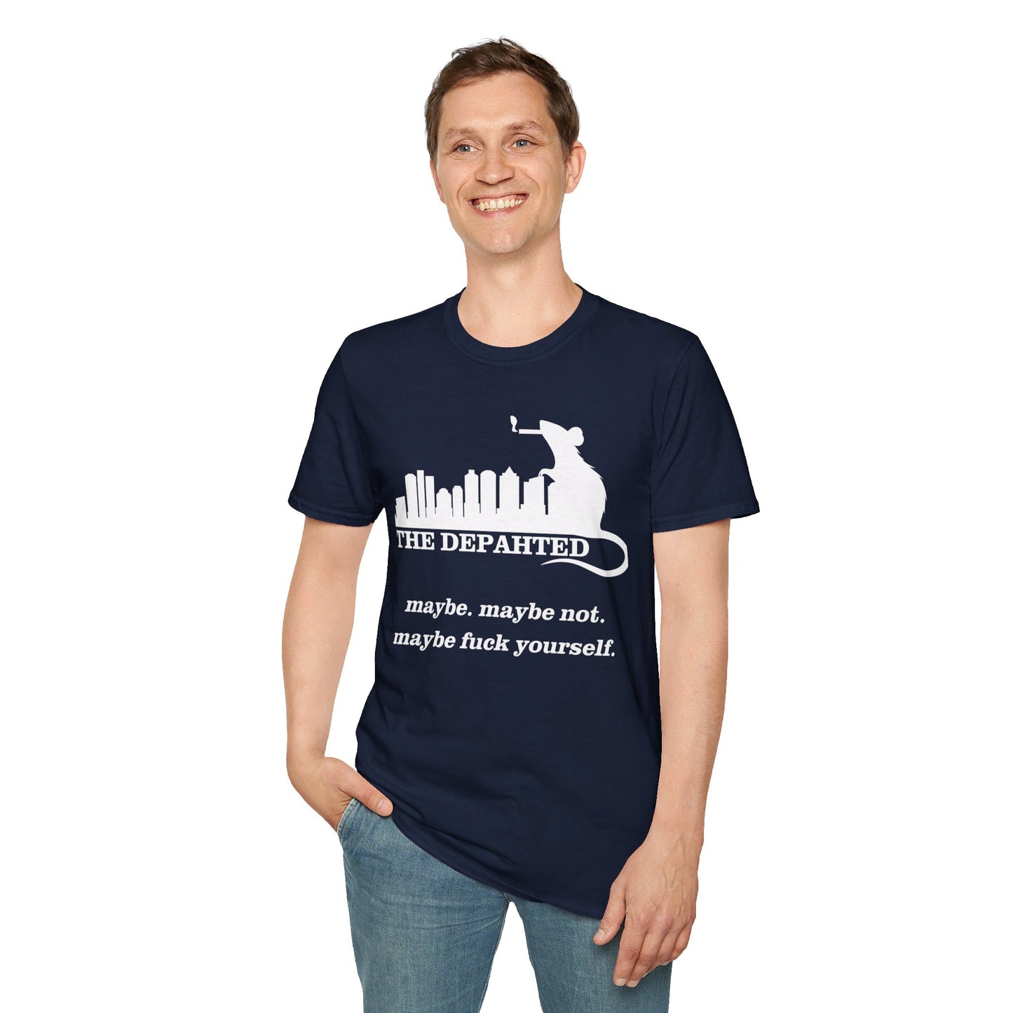 The Depahted T-Shirt – Smoking Rat Graphic Tee with Bold Quote