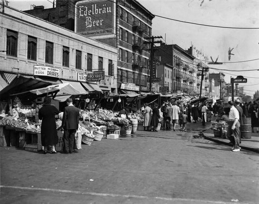 Historic Arthur Avenue Italian market in the Bronx, photographed in 1940