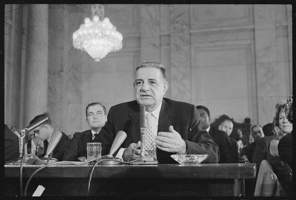 Joseph Valachi testifying before a U.S. Senate committee in 1963